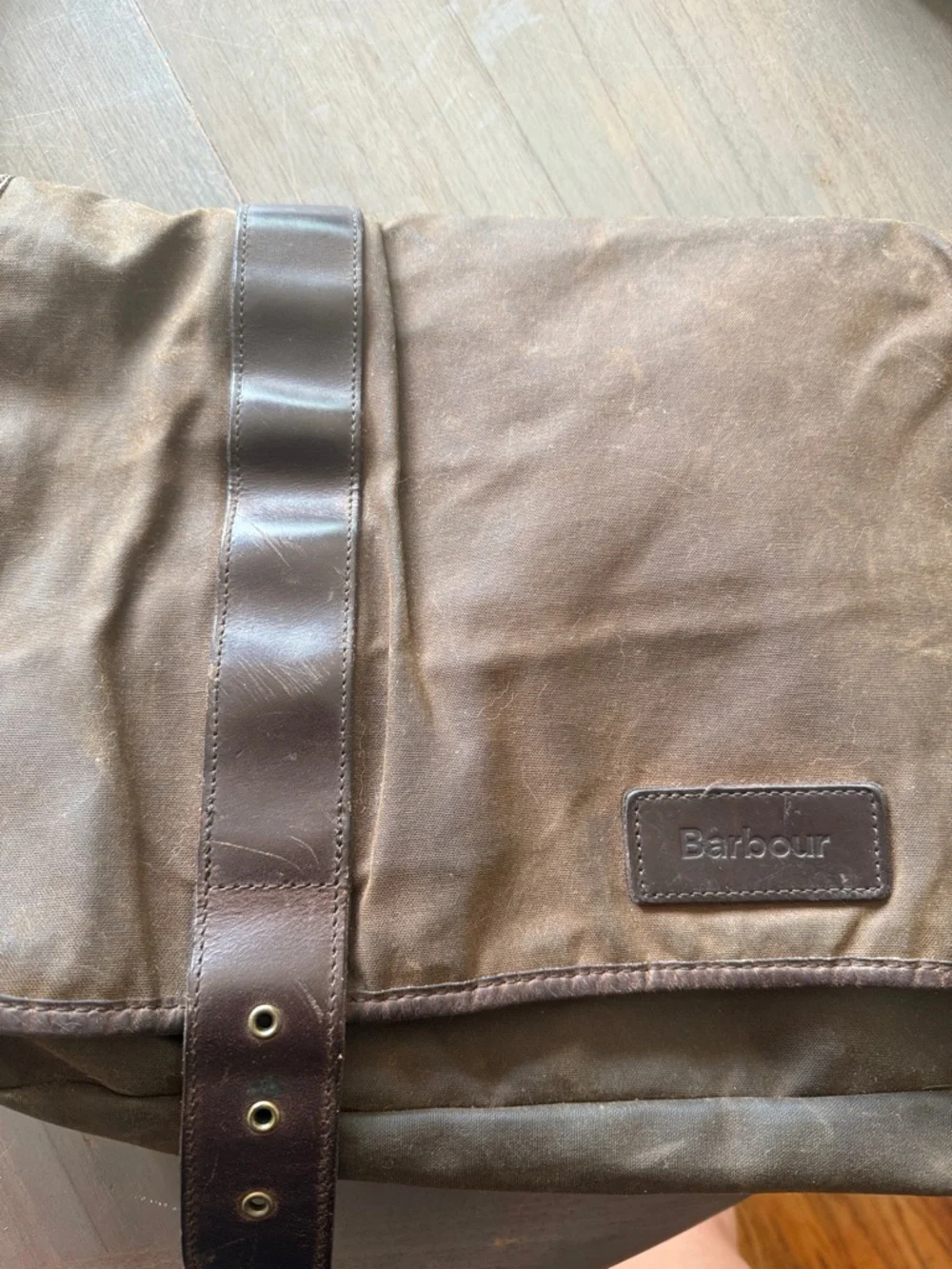 Barbour canvas and leather Messenger Bag with Adjustable Strap